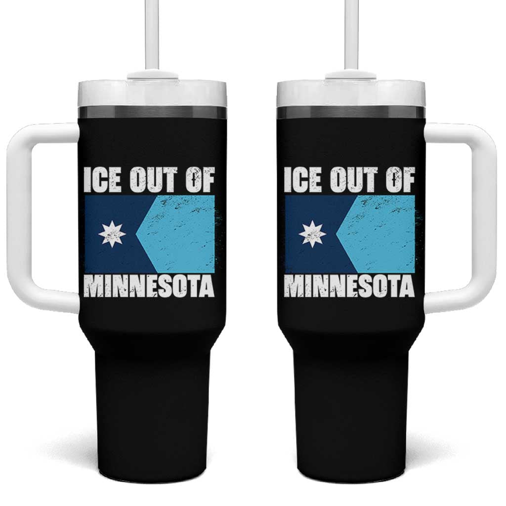 Ice Out Of Minnesota Tumbler With Handle State Flag Minneapolis Justice and Resistance TS02 One Size: 40 oz Black Print Your Wear