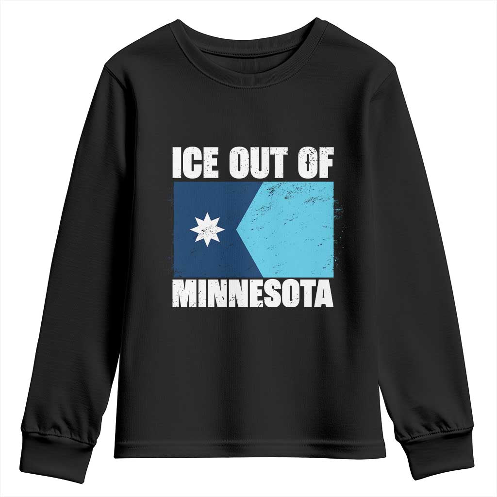 Ice Out Of Minnesota Youth Sweatshirt State Flag Minneapolis Justice and Resistance TS02 Black Print Your Wear
