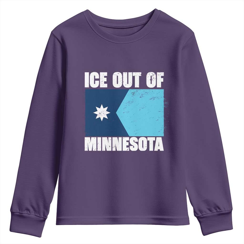 Ice Out Of Minnesota Youth Sweatshirt State Flag Minneapolis Justice and Resistance TS02 Purple Print Your Wear