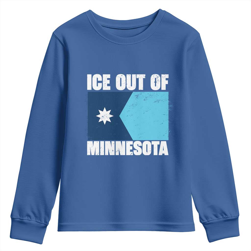 Ice Out Of Minnesota Youth Sweatshirt State Flag Minneapolis Justice and Resistance TS02 Royal Blue Print Your Wear