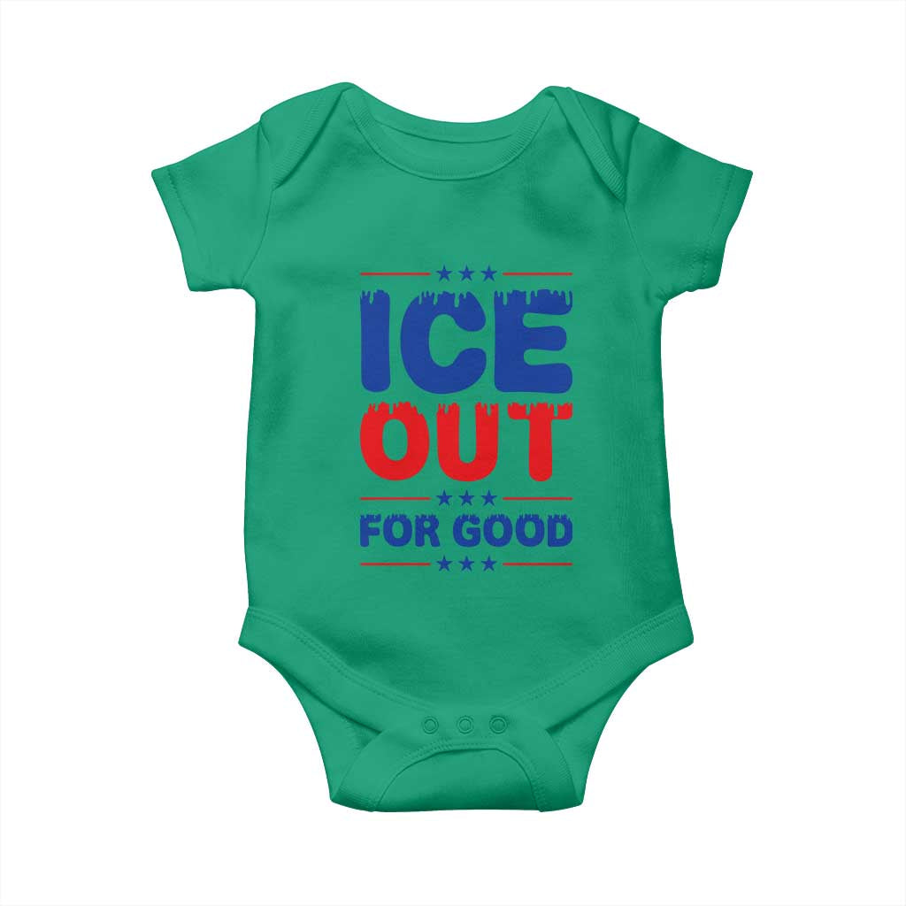 Ice Out For Good Protest Baby Onesie Justice Against Ice Political Resistance TS02 Irish Green Print Your Wear