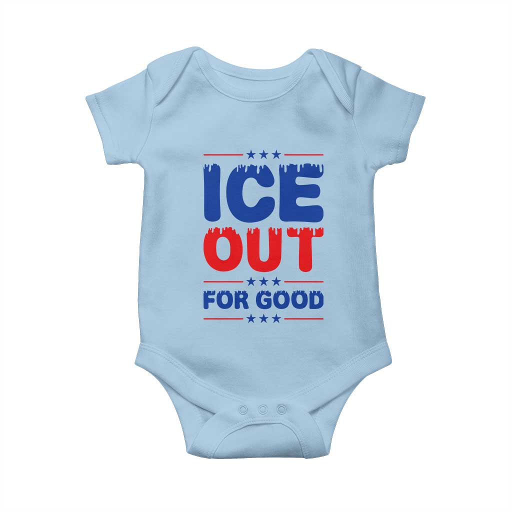 Ice Out For Good Protest Baby Onesie Justice Against Ice Political Resistance TS02 Light Blue Print Your Wear