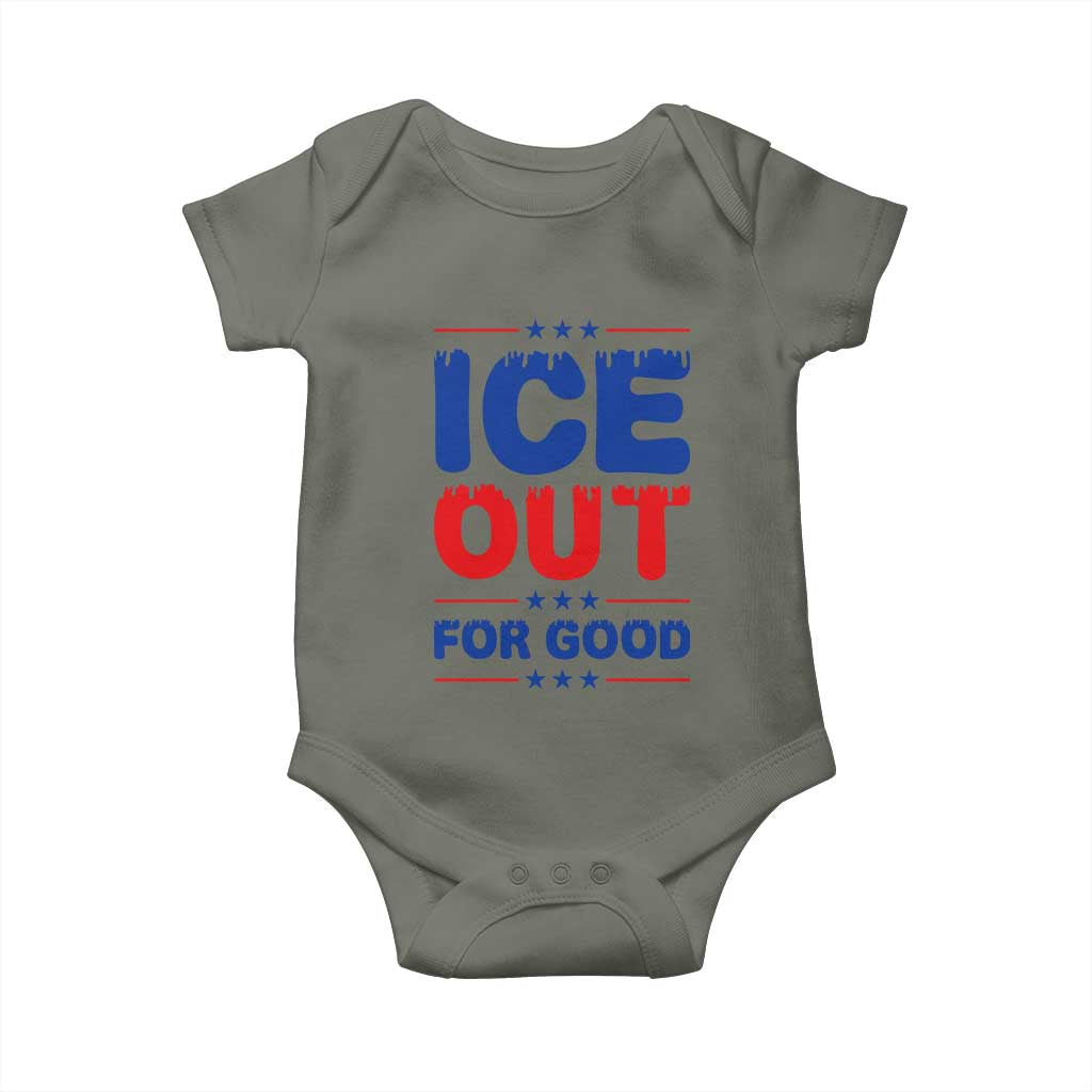 Ice Out For Good Protest Baby Onesie Justice Against Ice Political Resistance TS02 Military Green Print Your Wear