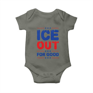 Ice Out For Good Protest Baby Onesie Justice Against Ice Political Resistance TS02 Military Green Print Your Wear