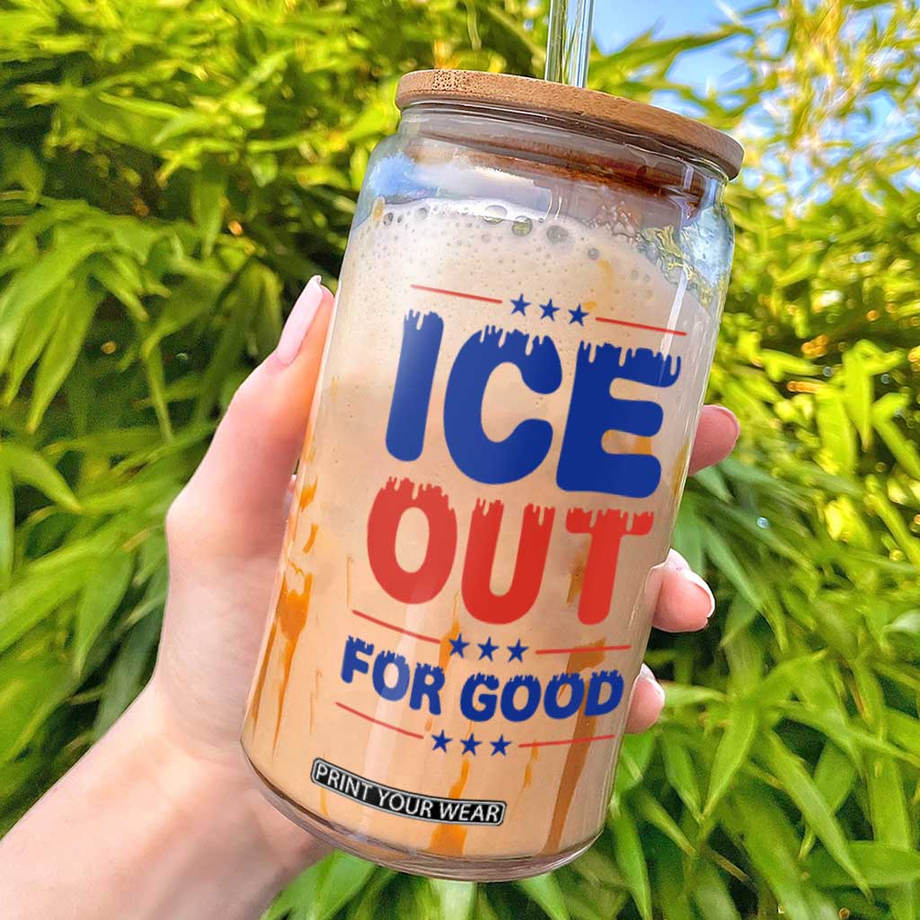 Ice Out For Good Protest Glass Can Justice Against Ice Political Resistance TS02 Black Print Your Wear