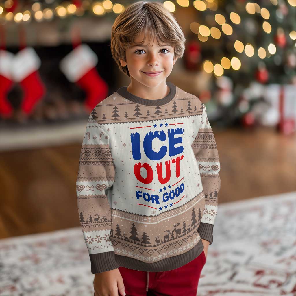 Ice Out For Good Protest Ugly Christmas Sweater Justice Against Ice Political Resistance TS02 Mocha Mousse Print Your Wear