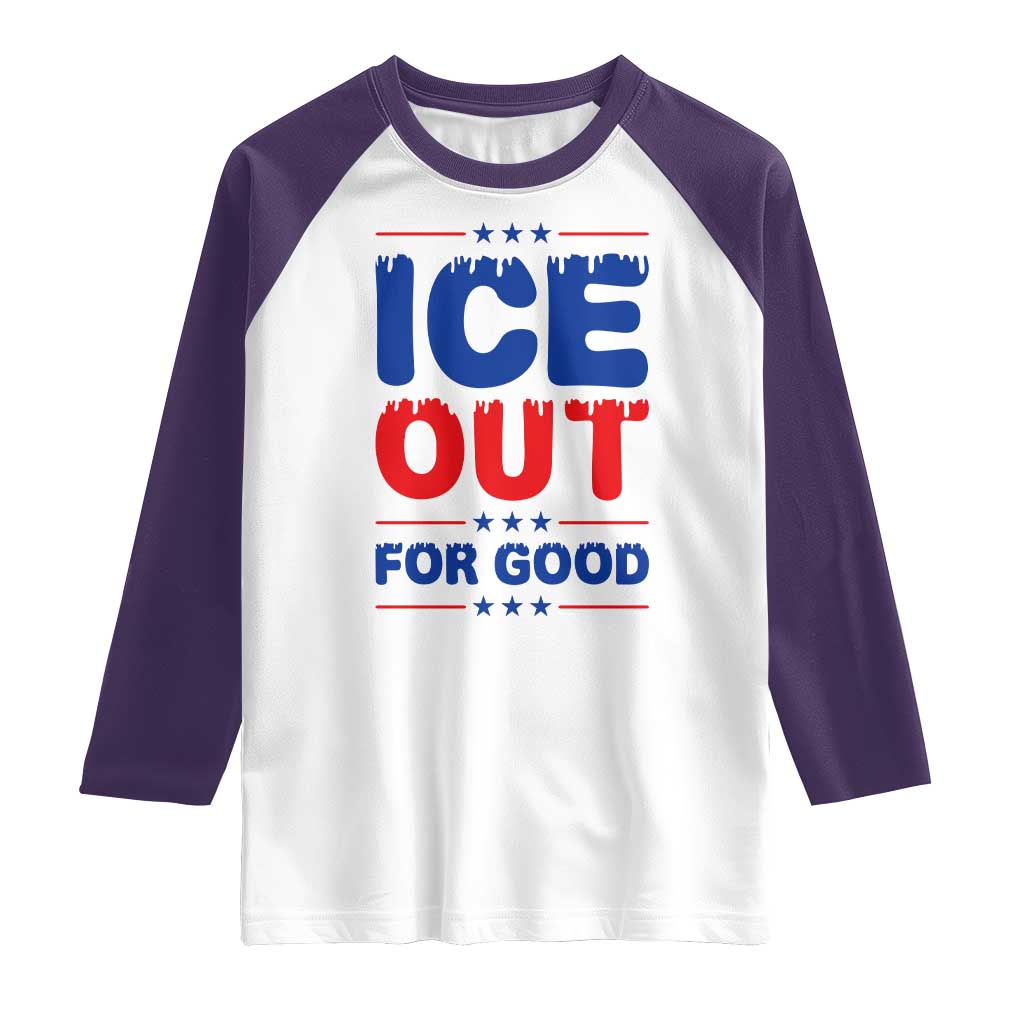 Ice Out For Good Protest Raglan Shirt Justice Against Ice Political Resistance TS02 White Purple Print Your Wear