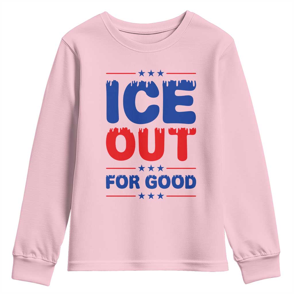 Ice Out For Good Protest Youth Sweatshirt Justice Against Ice Political Resistance TS02 Light Pink Print Your Wear