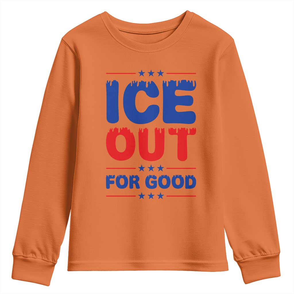 Ice Out For Good Protest Youth Sweatshirt Justice Against Ice Political Resistance TS02 Orange Print Your Wear