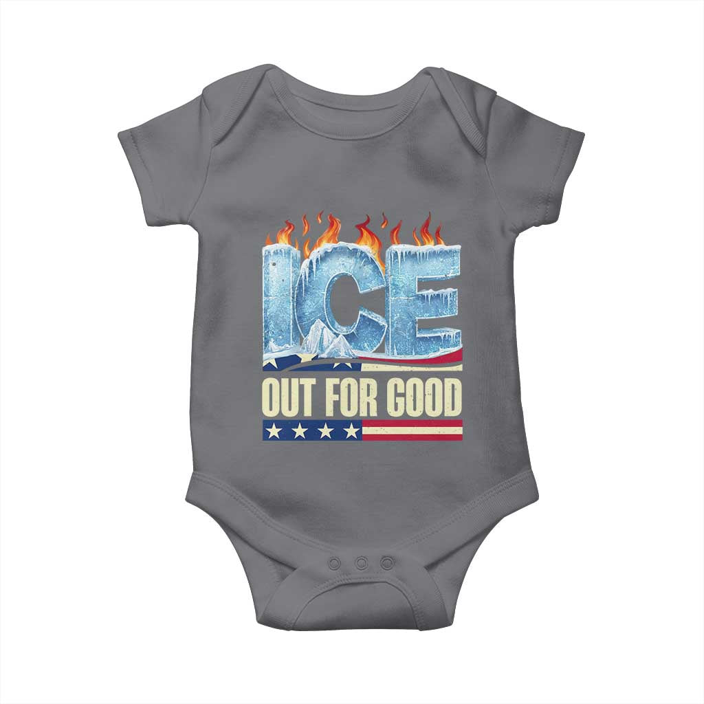 Ice Out For Good Patriotic Protest Baby Onesie Patriotic Burn Ice Justice Political Resistance TS02 Charcoal Print Your Wear