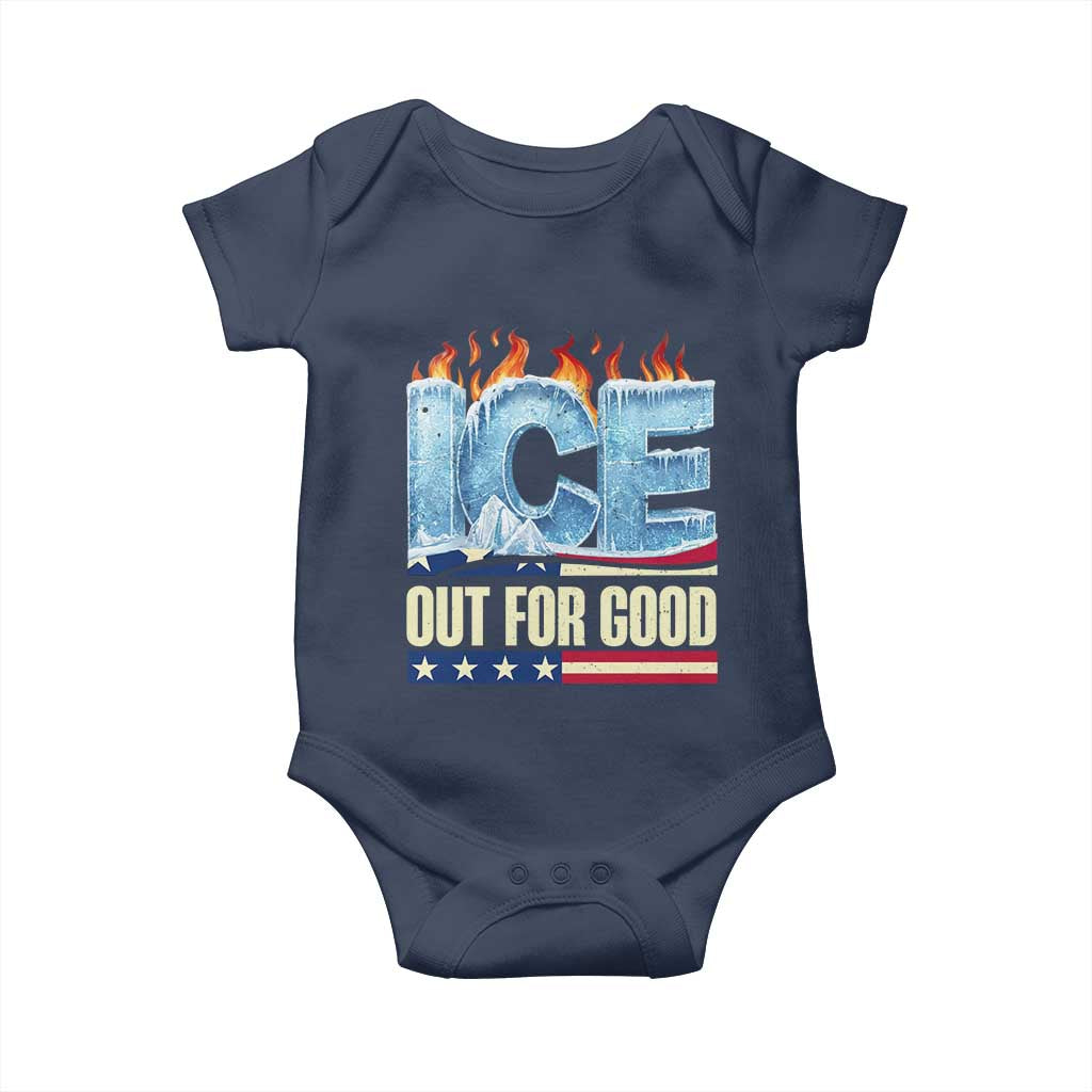 Ice Out For Good Patriotic Protest Baby Onesie Patriotic Burn Ice Justice Political Resistance TS02 Navy Print Your Wear