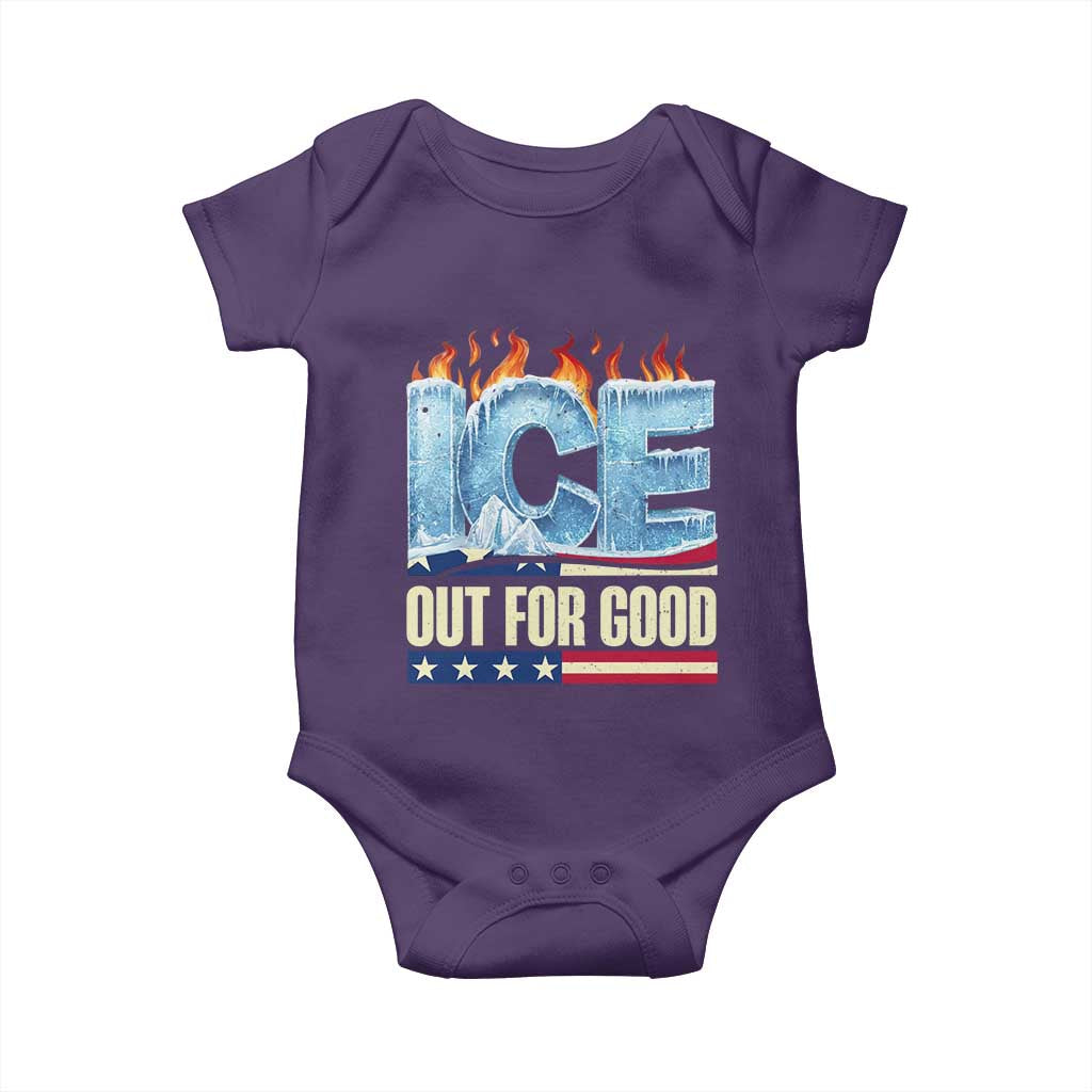 Ice Out For Good Patriotic Protest Baby Onesie Patriotic Burn Ice Justice Political Resistance TS02 Purple Print Your Wear