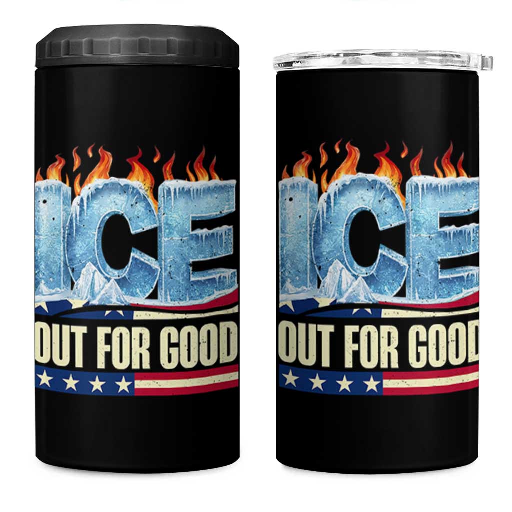 Ice Out For Good Patriotic Protest 4 in 1 Can Cooler Tumbler Patriotic Burn Ice Justice Political Resistance TS02 One Size: 16 oz Black Print Your Wear