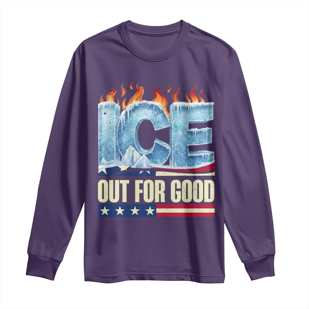 Ice Out For Good Patriotic Protest Long Sleeve Shirt Patriotic Burn Ice Justice Political Resistance TS02 Purple Print Your Wear