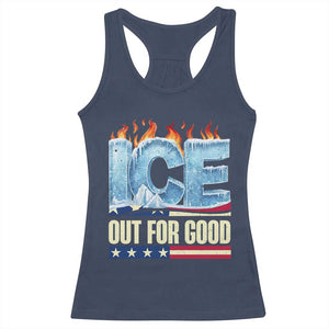 Ice Out For Good Patriotic Protest Racerback Tank Top Patriotic Burn Ice Justice Political Resistance TS02 Navy Print Your Wear