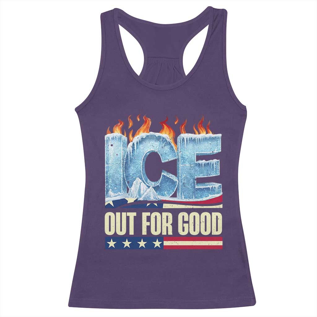 Ice Out For Good Patriotic Protest Racerback Tank Top Patriotic Burn Ice Justice Political Resistance TS02 Purple Print Your Wear