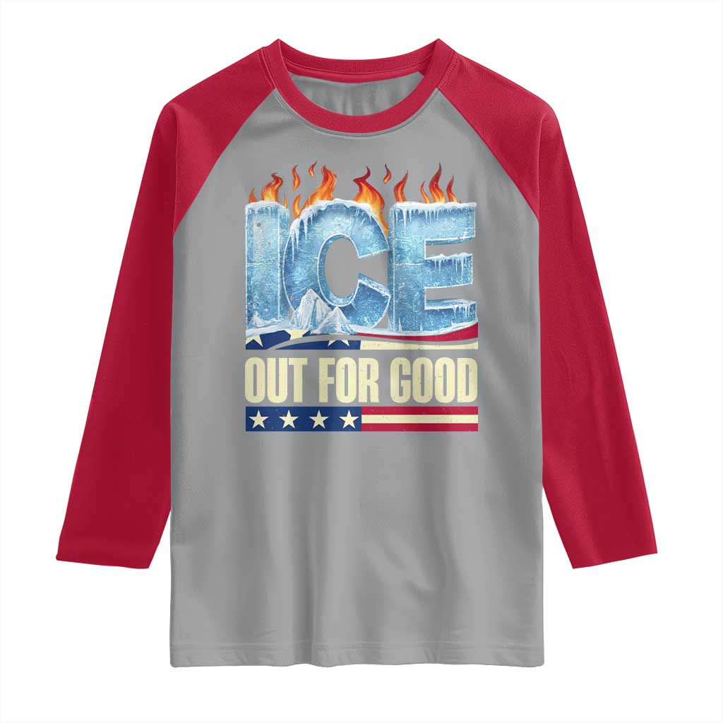 Ice Out For Good Patriotic Protest Raglan Shirt Patriotic Burn Ice Justice Political Resistance TS02 Sport Gray Red Print Your Wear