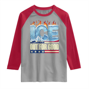 Ice Out For Good Patriotic Protest Raglan Shirt Patriotic Burn Ice Justice Political Resistance TS02 Sport Gray Red Print Your Wear