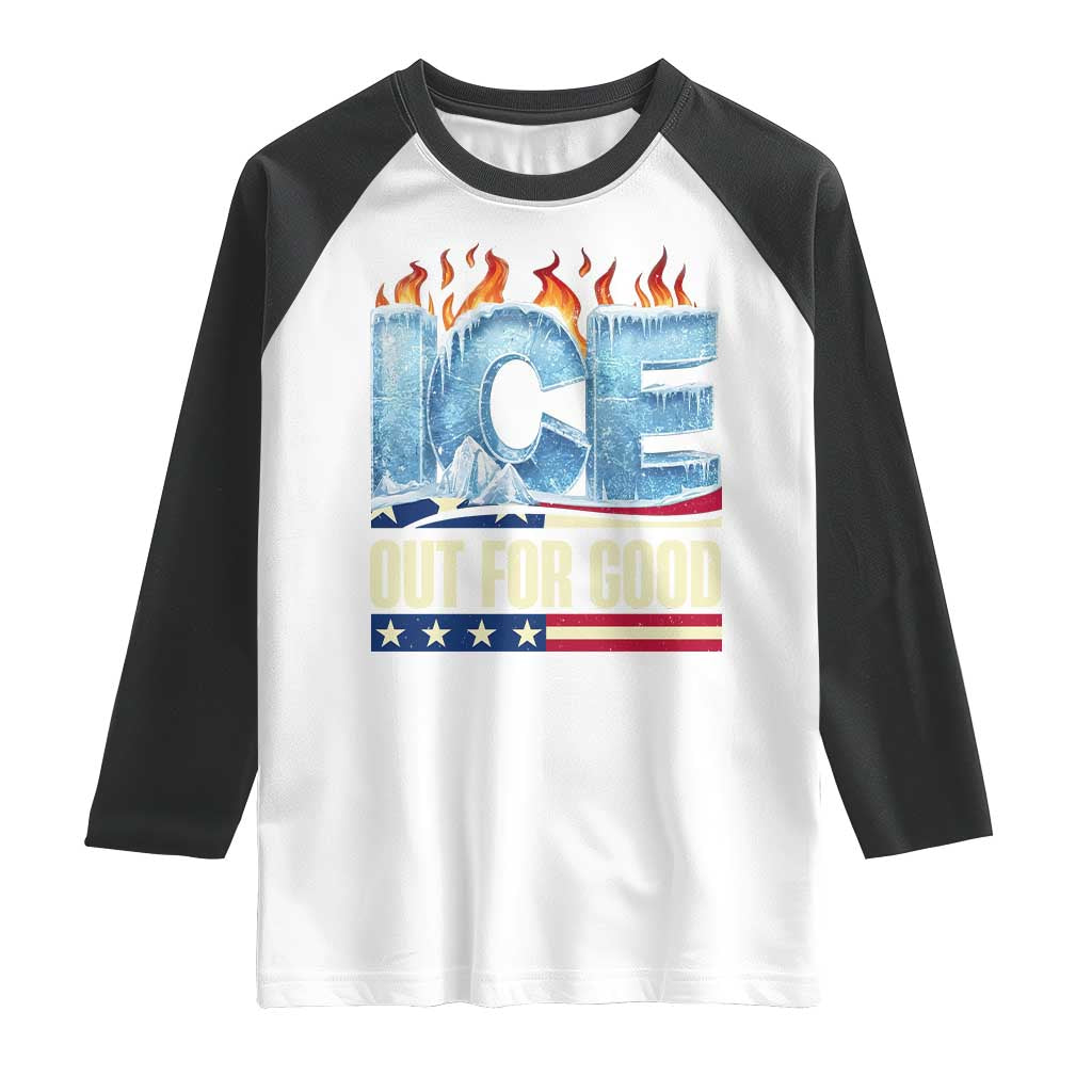 Ice Out For Good Patriotic Protest Raglan Shirt Patriotic Burn Ice Justice Political Resistance TS02 White Black Print Your Wear