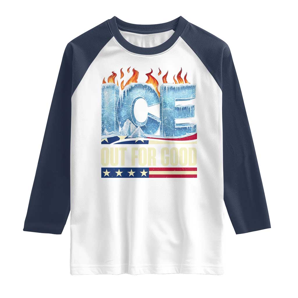 Ice Out For Good Patriotic Protest Raglan Shirt Patriotic Burn Ice Justice Political Resistance TS02 White Navy Print Your Wear