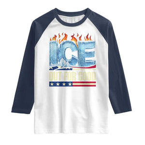 Ice Out For Good Patriotic Protest Raglan Shirt Patriotic Burn Ice Justice Political Resistance TS02 White Navy Print Your Wear