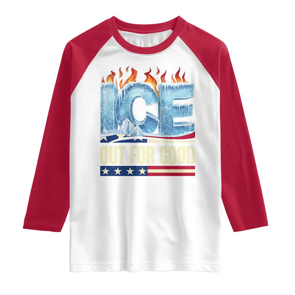 Ice Out For Good Patriotic Protest Raglan Shirt Patriotic Burn Ice Justice Political Resistance TS02 White Red Print Your Wear