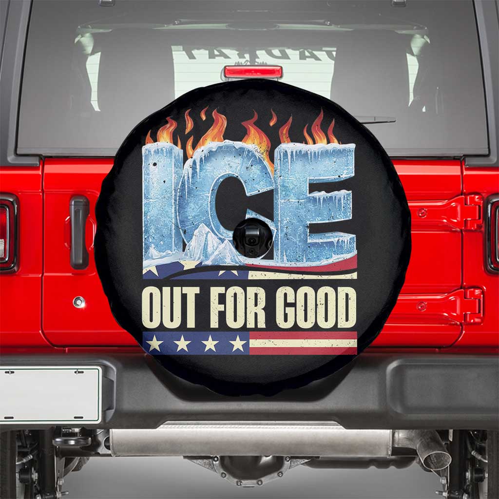 Ice Out For Good Patriotic Protest Spare Tire Cover Patriotic Burn Ice Justice Political Resistance TS02 Black Print Your Wear