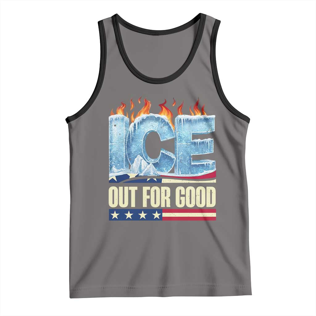 Ice Out For Good Patriotic Protest Tank Top Patriotic Burn Ice Justice Political Resistance TS02 Deep Heather Black Print Your Wear