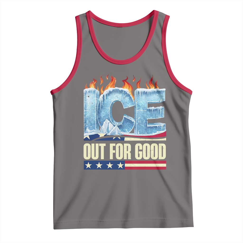 Ice Out For Good Patriotic Protest Tank Top Patriotic Burn Ice Justice Political Resistance TS02 Deep Heather Red Print Your Wear