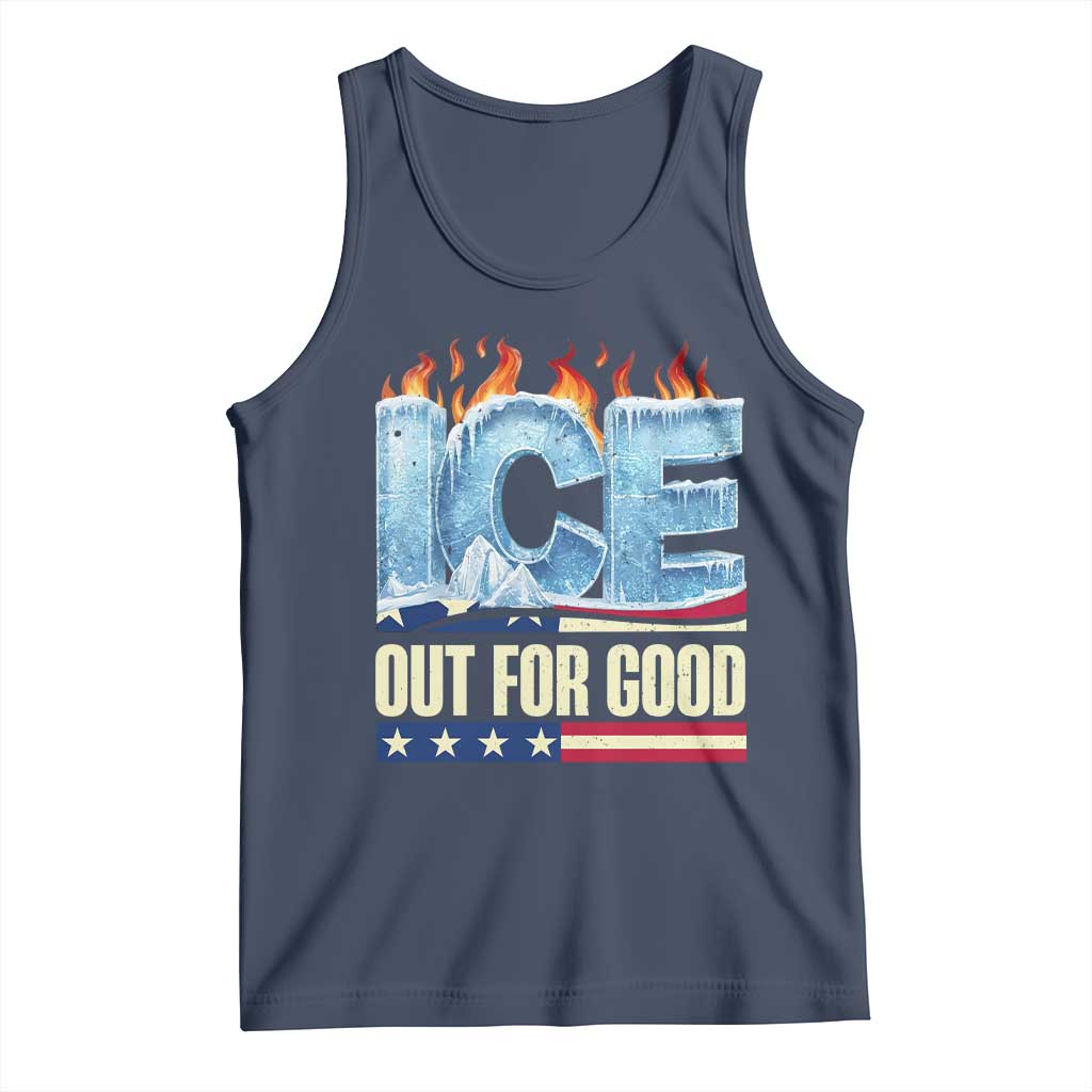 Ice Out For Good Patriotic Protest Tank Top Patriotic Burn Ice Justice Political Resistance TS02 Navy Print Your Wear