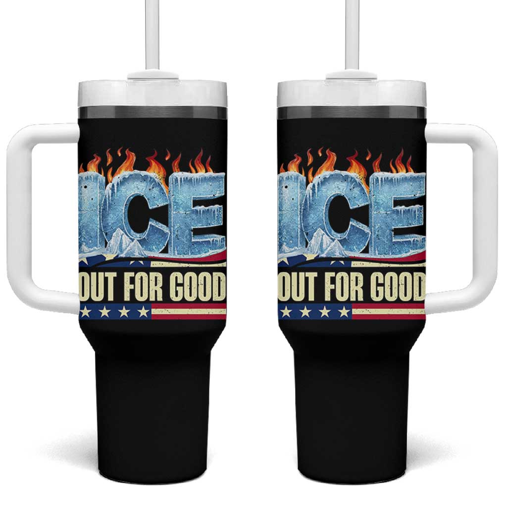 Ice Out For Good Patriotic Protest Tumbler With Handle Patriotic Burn Ice Justice Political Resistance TS02 One Size: 40 oz Black Print Your Wear