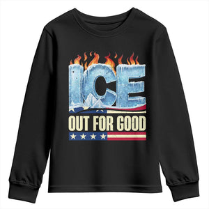 Ice Out For Good Patriotic Protest Youth Sweatshirt Patriotic Burn Ice Justice Political Resistance TS02 Black Print Your Wear