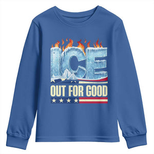Ice Out For Good Patriotic Protest Youth Sweatshirt Patriotic Burn Ice Justice Political Resistance TS02 Royal Blue Print Your Wear