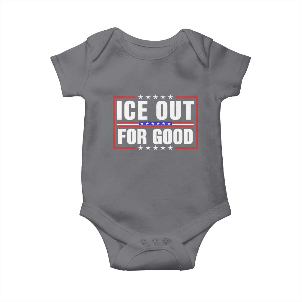 Ice Out For Good Patriotic Protest Baby Onesie Justice Resistance Red White and Blue TS02 Charcoal Print Your Wear