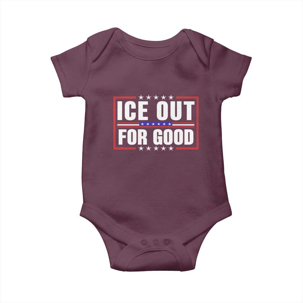 Ice Out For Good Patriotic Protest Baby Onesie Justice Resistance Red White and Blue TS02 Maroon Print Your Wear
