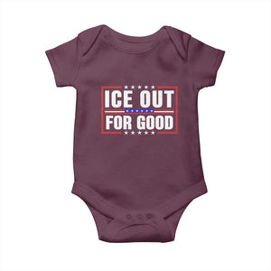 Ice Out For Good Patriotic Protest Baby Onesie Justice Resistance Red White and Blue TS02 Maroon Print Your Wear