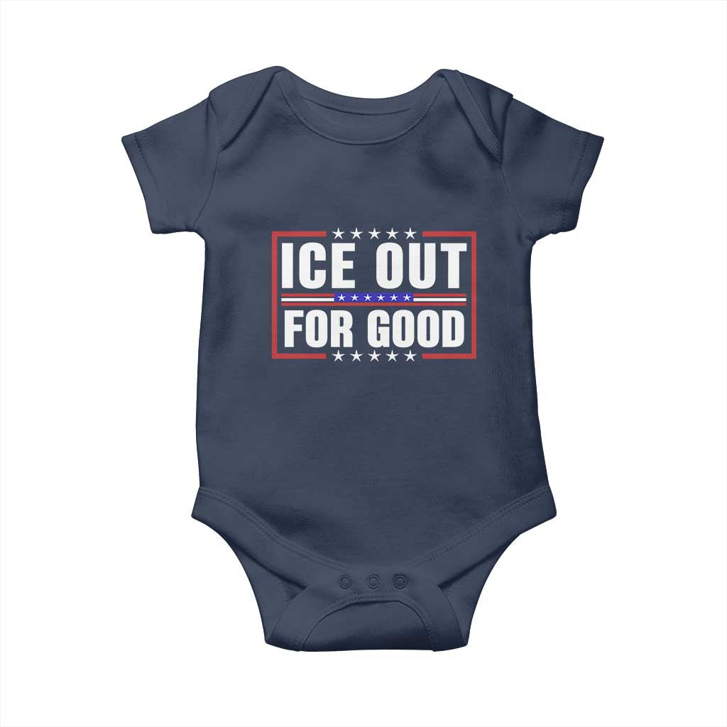 Ice Out For Good Patriotic Protest Baby Onesie Justice Resistance Red White and Blue TS02 Navy Print Your Wear