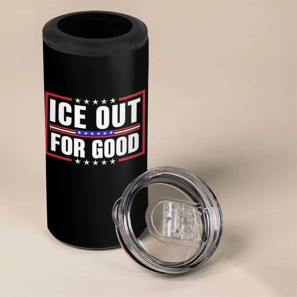 Ice Out For Good Patriotic Protest 4 in 1 Can Cooler Tumbler Justice Resistance Red White and Blue TS02 Print Your Wear