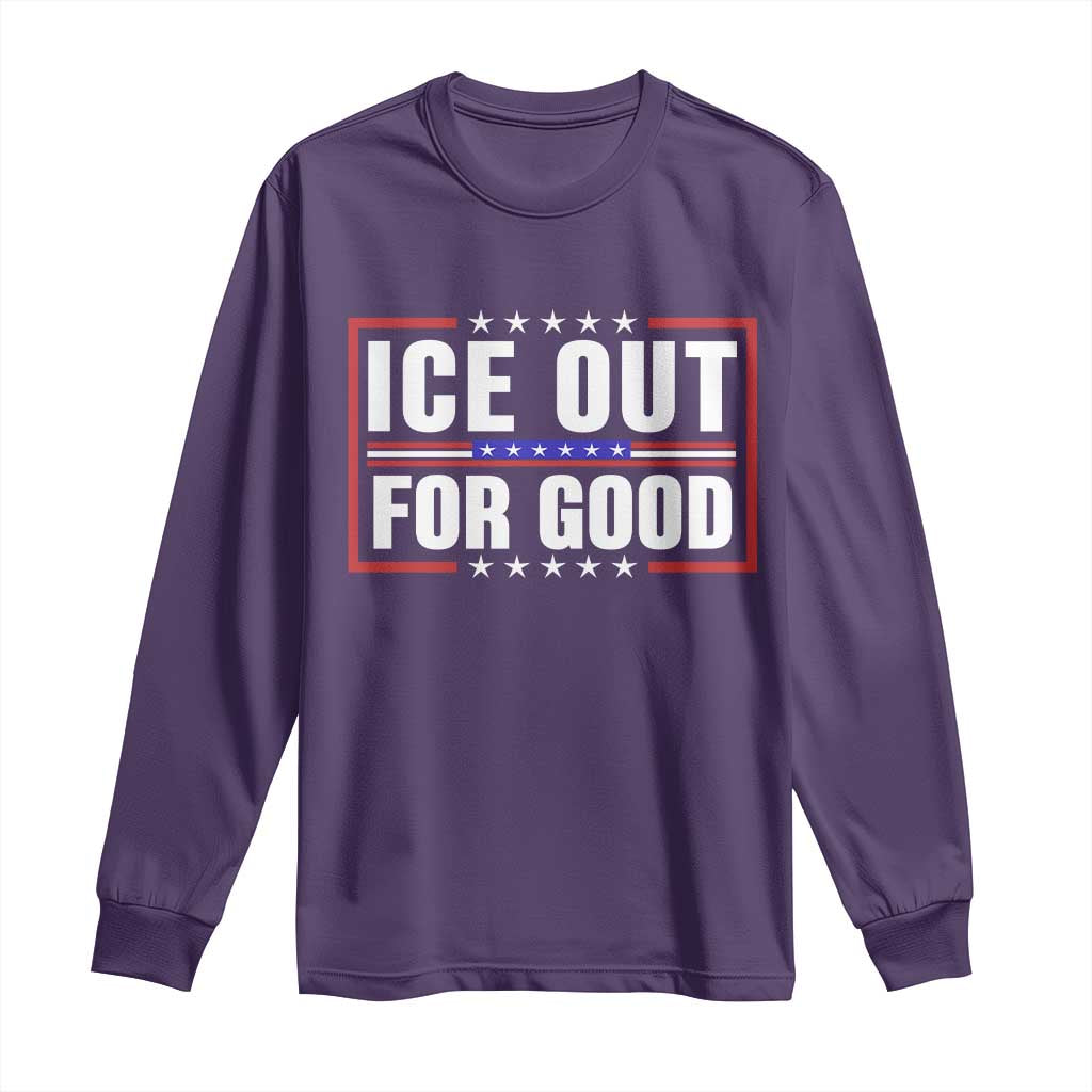 Ice Out For Good Patriotic Protest Long Sleeve Shirt Justice Resistance Red White and Blue TS02 Purple Print Your Wear