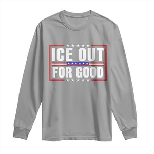 Ice Out For Good Patriotic Protest Long Sleeve Shirt Justice Resistance Red White and Blue TS02 Sport Gray Print Your Wear