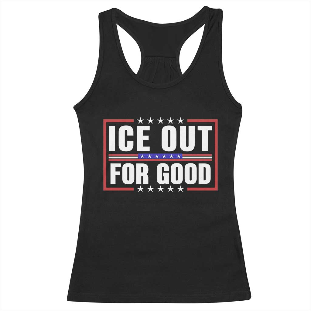 Ice Out For Good Patriotic Protest Racerback Tank Top Justice Resistance Red White and Blue TS02 Black Print Your Wear