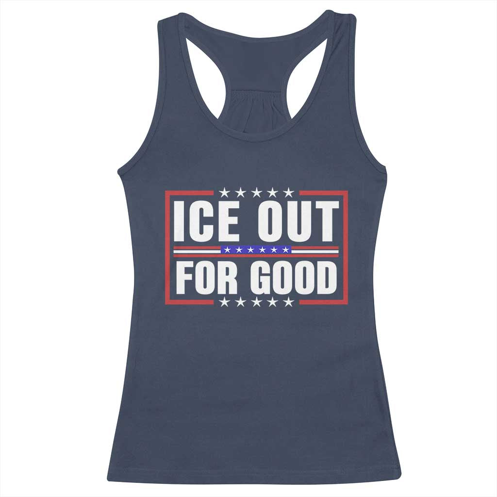 Ice Out For Good Patriotic Protest Racerback Tank Top Justice Resistance Red White and Blue TS02 Navy Print Your Wear