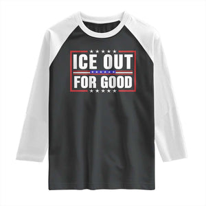 Ice Out For Good Patriotic Protest Raglan Shirt Justice Resistance Red White and Blue TS02 Black White Print Your Wear