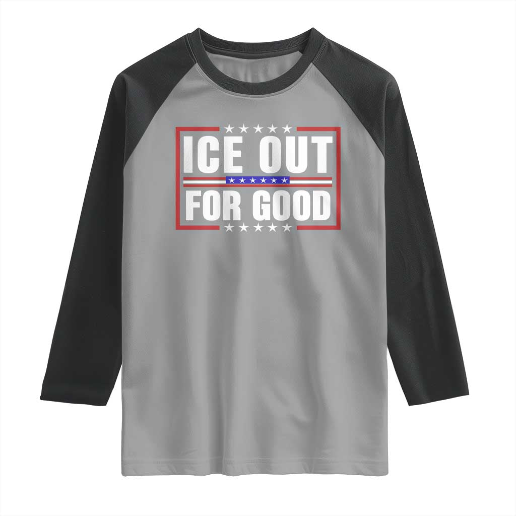 Ice Out For Good Patriotic Protest Raglan Shirt Justice Resistance Red White and Blue TS02 Sport Gray Black Print Your Wear