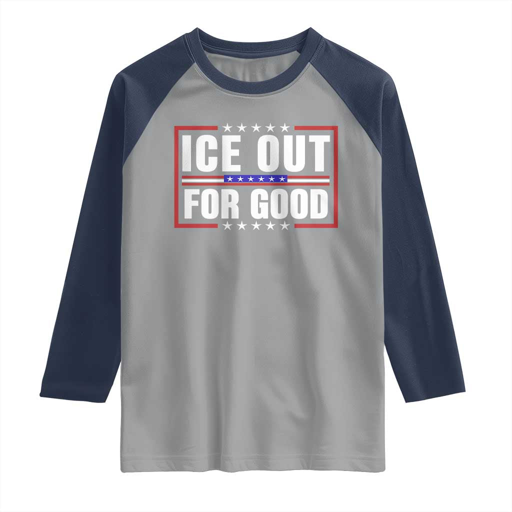 Ice Out For Good Patriotic Protest Raglan Shirt Justice Resistance Red White and Blue TS02 Sport Gray Navy Print Your Wear