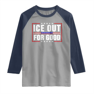 Ice Out For Good Patriotic Protest Raglan Shirt Justice Resistance Red White and Blue TS02 Sport Gray Navy Print Your Wear