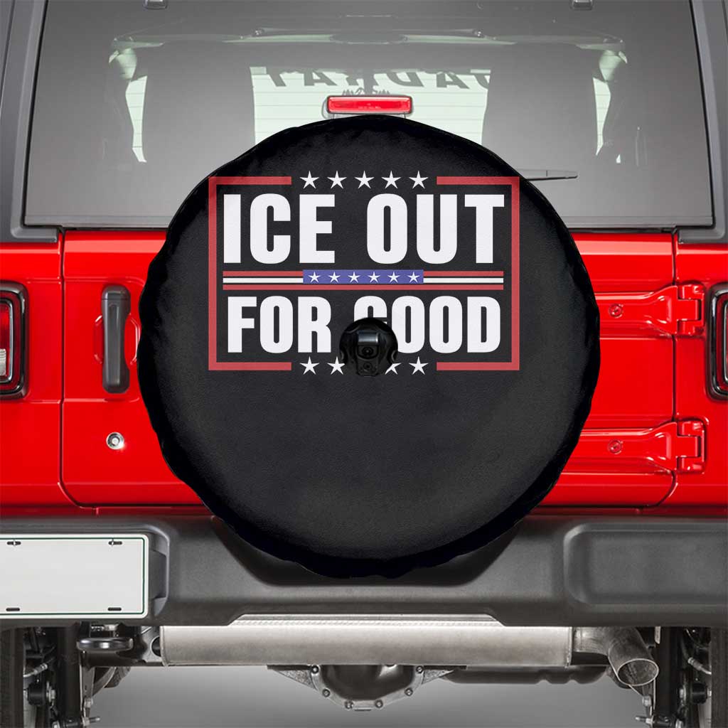 Ice Out For Good Patriotic Protest Spare Tire Cover Justice Resistance Red White and Blue TS02 Black Print Your Wear