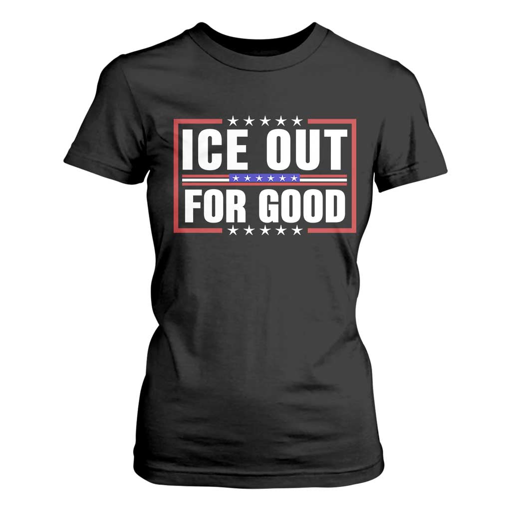 Ice Out For Good Patriotic Protest T Shirt For Women Justice Resistance Red White and Blue TS02 Black Print Your Wear