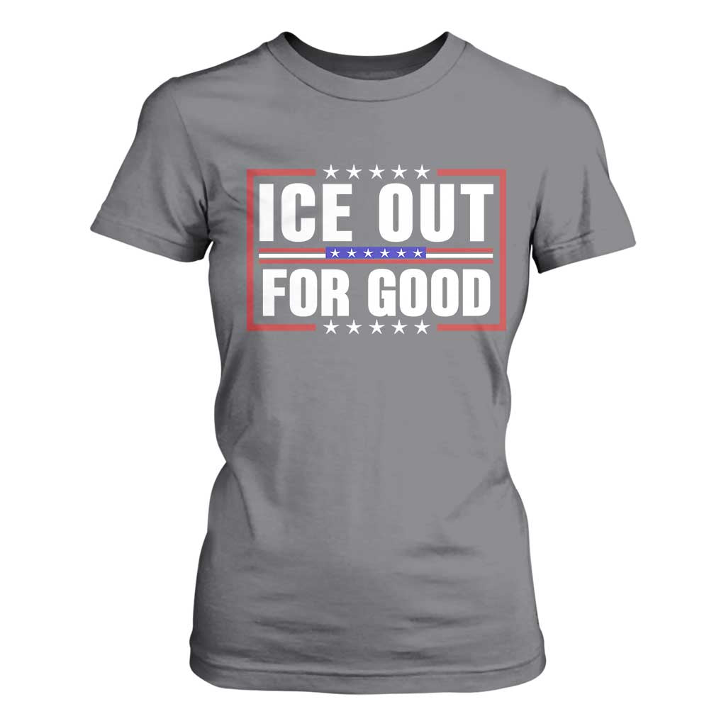 Ice Out For Good Patriotic Protest T Shirt For Women Justice Resistance Red White and Blue TS02 Charcoal Print Your Wear