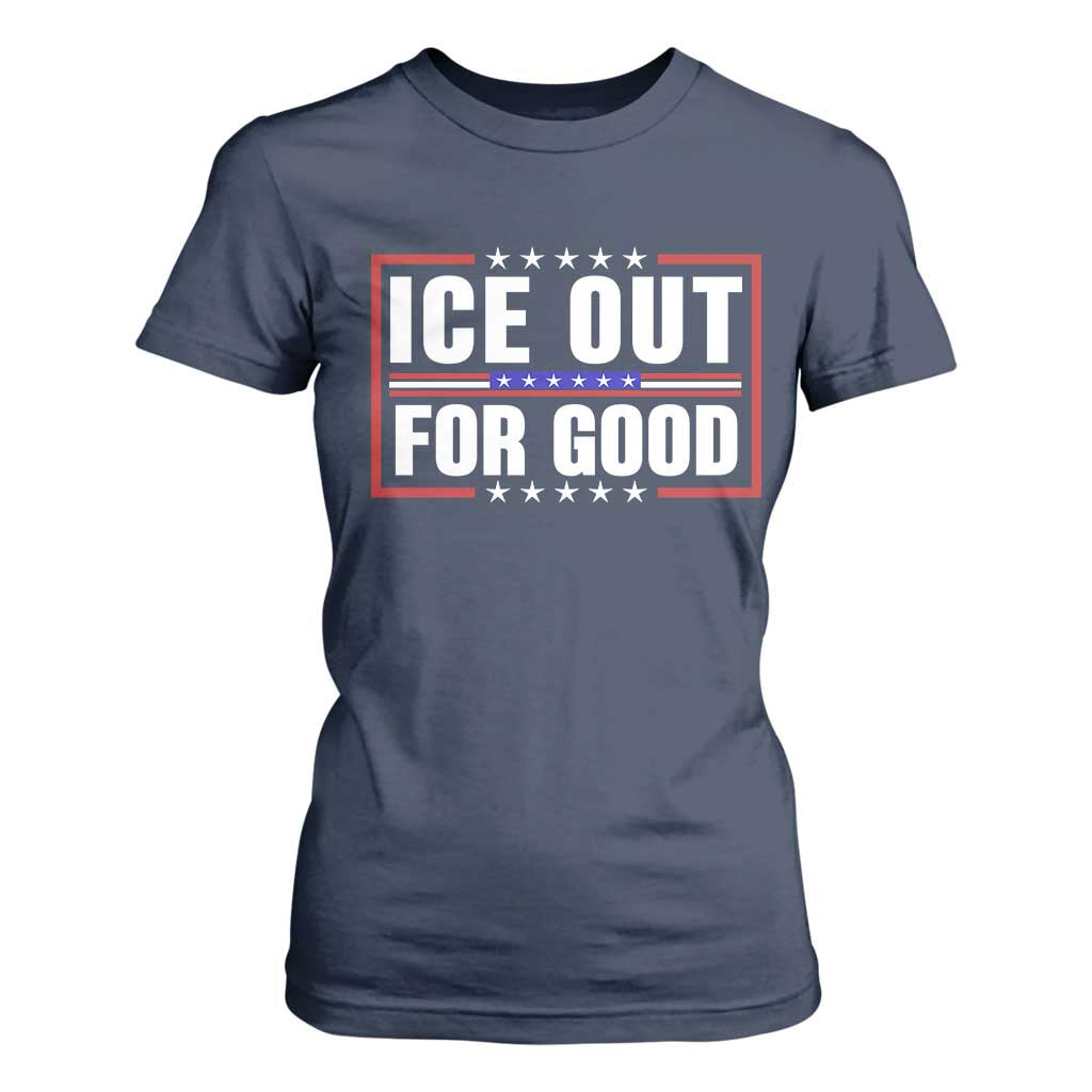 Ice Out For Good Patriotic Protest T Shirt For Women Justice Resistance Red White and Blue TS02 Navy Print Your Wear